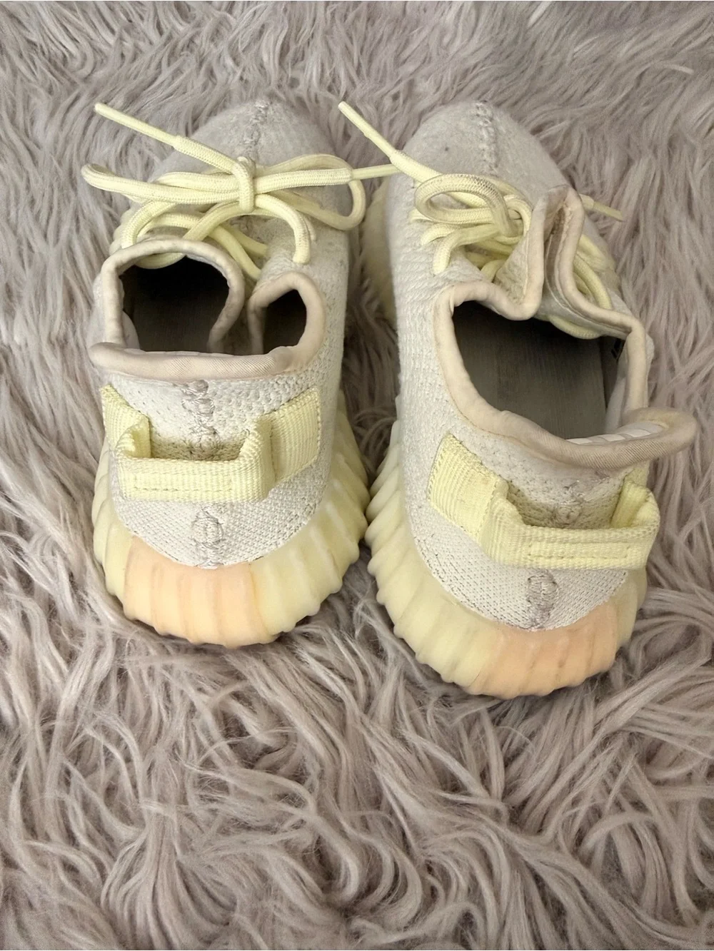 adidas Lightweight Knit Sneakers in Pale Yellow and Cream